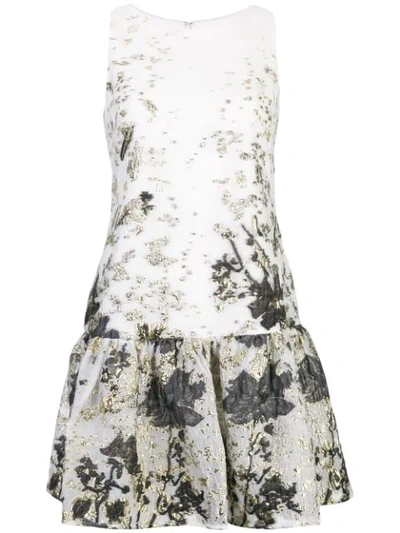 Shop Marchesa Notte Jaquard Ruffled Hem Dress In White