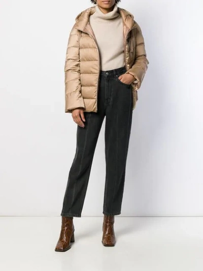 Shop Herno Padded Hooded Jacket In Neutrals