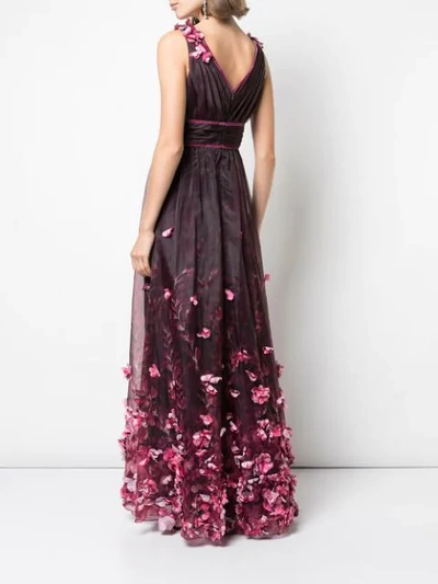 Shop Marchesa Notte Floral Appliqué Gown In Pink