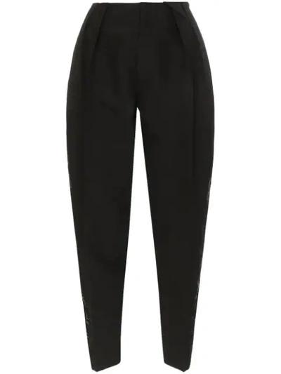 Shop Bottega Veneta Pleated Tapered Trousers In Black