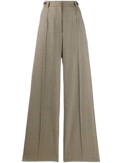 Shop Rokh Dogtooth Palazzo Trousers In Neutrals
