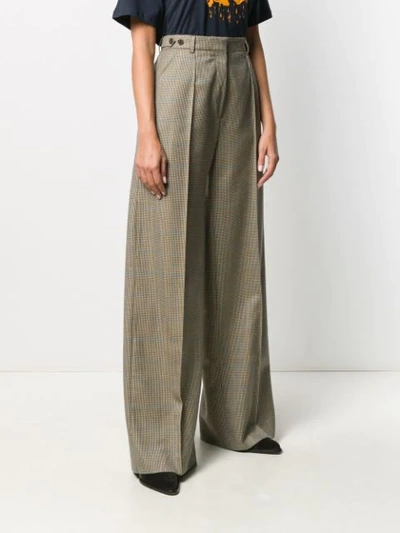 Shop Rokh Dogtooth Palazzo Trousers In Neutrals