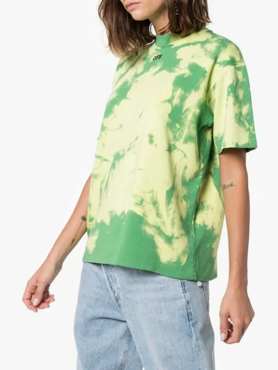 Shop Off-white Logo-print Tie-dyed T-shirt In Green