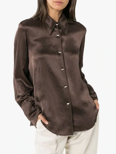 Shop Nanushka Pearl-button Shirt In Brown