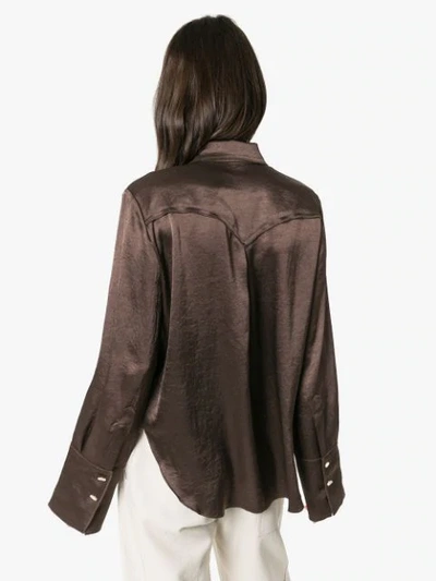 Shop Nanushka Pearl-button Shirt In Brown