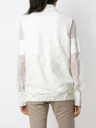Shop Andrea Bogosian Lace Panels Palise Leather Shirt In White