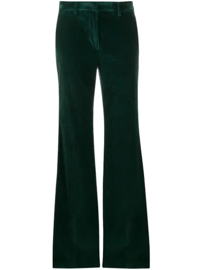 Shop Etro Flared Corduroy Trousers In Green