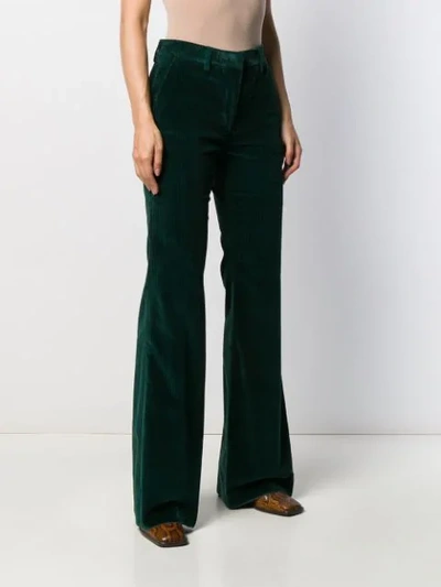 Shop Etro Flared Corduroy Trousers In Green