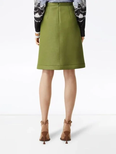 Shop Burberry Double-faced Neoprene Skirt In Green