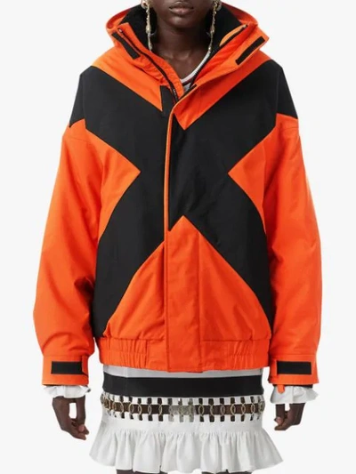 Shop Burberry Contrast X Detail Jacket In Orange