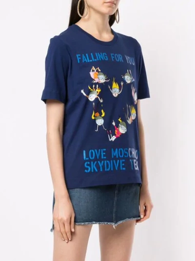 Shop Love Moschino Skydive Team T-shirt In Blue