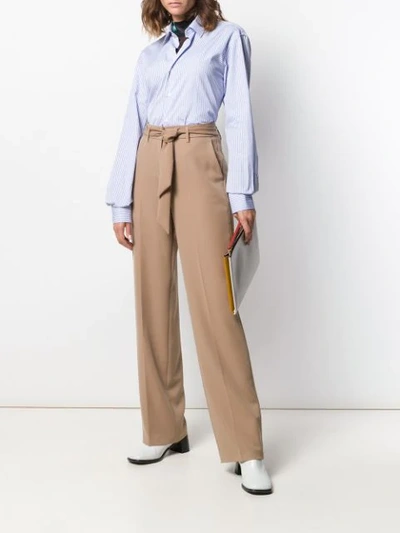 Shop Cambio Belted Tailored Trousers In Neutrals