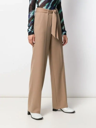 Shop Cambio Belted Tailored Trousers In Neutrals