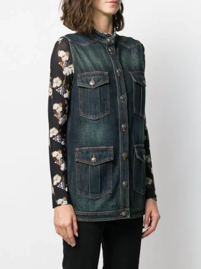 Pre-owned Chanel Sleeveless Denim Jacket In Blue