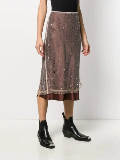 Shop N°21 Embellished Net Skirt In Neutrals