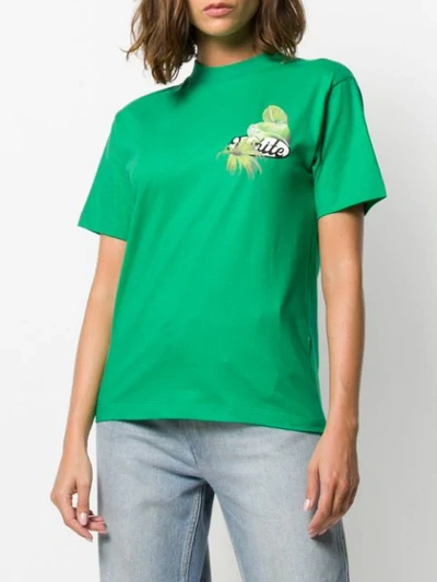 Shop Off-white Tropical Logo Print T-shirt In Green