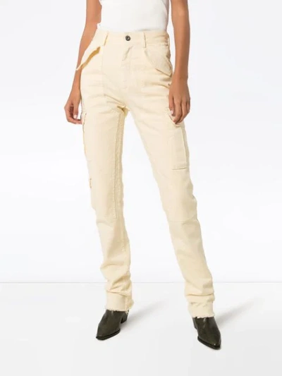 Shop Matthew Adams Dolan Cargo Straight Leg Trousers In Yellow