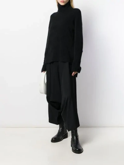 Shop Yohji Yamamoto Knitted Asymmetric Jumper In 黑色