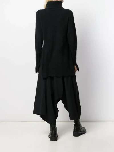Shop Yohji Yamamoto Knitted Asymmetric Jumper In 黑色