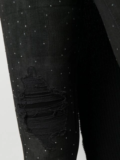 Shop Philipp Plein Crystal Denim Leggings In Black