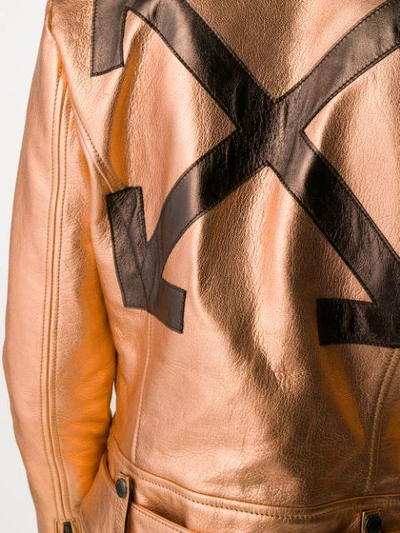 Shop Off-white Lederjacke Im Metallic-look In Rame Brown