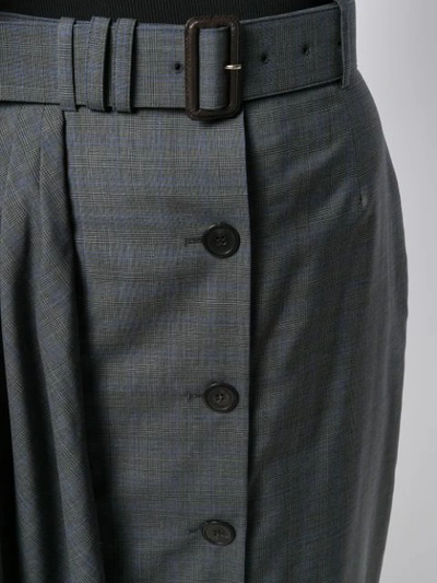 Shop Prada High-waist Checked Skirt In Grey