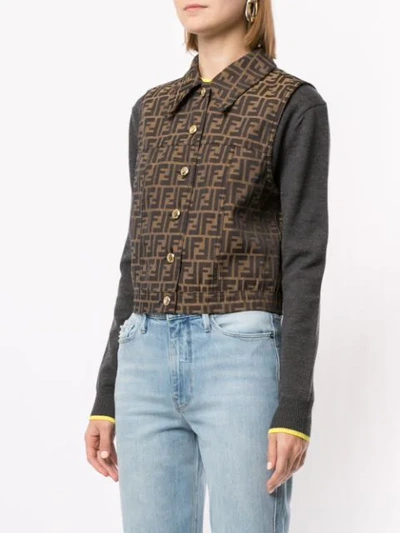 Pre-owned Fendi Zucca Pattern Buttoned Waistcoat In Brown