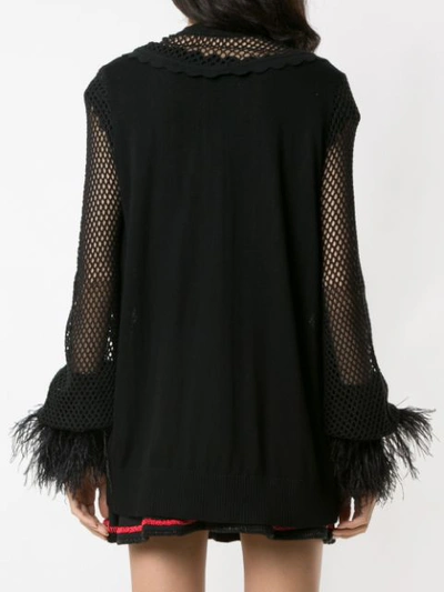 Shop Andrea Bogosian Feathers Knit Cardigan In Black