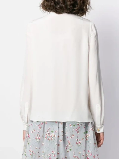 Shop Miu Miu Button Detail Pussy Bow Blouse In White