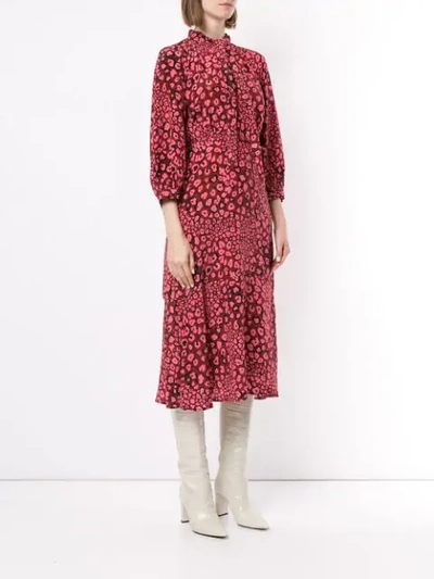 Shop Cefinn Leopard Print Buttoned Dress In Pink