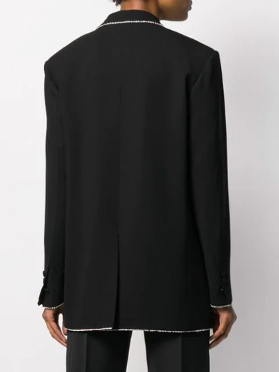 Shop Msgm Crystal-embellished Oversized Blazer In Black