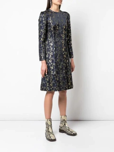 Shop Marni Floral Embroidered Dress In Blue