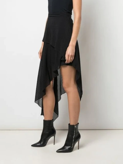 Shop Amiri Plumetisse Asymmetric Long Skirt In Black