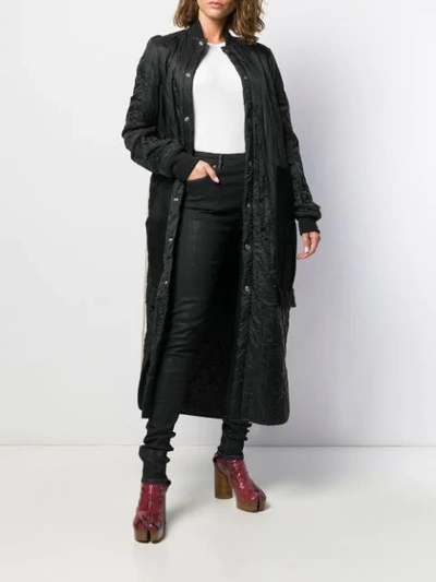 Shop Rick Owens Long Quilted Coat In 09 Black