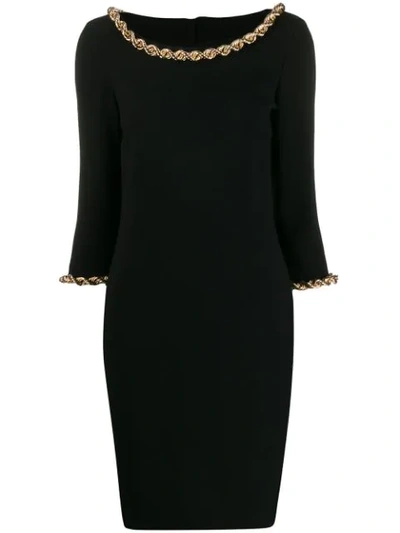 Moschino Chain Trim Midi Dress In Black
