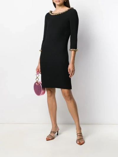 Moschino Chain Trim Midi Dress In Black
