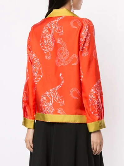 Shop Shanghai Tang Tiger & Snake Print Shirt In Orange