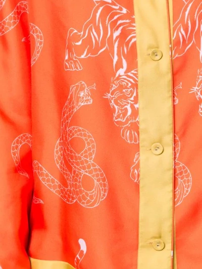 Shop Shanghai Tang Tiger & Snake Print Shirt In Orange