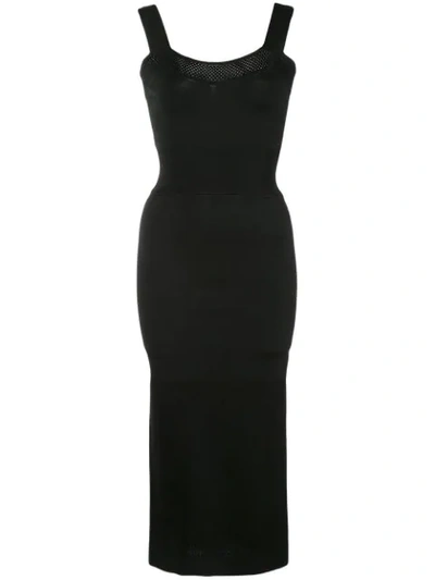 Shop Fleur Du Mal Fitted Knit Midi Dress In Black