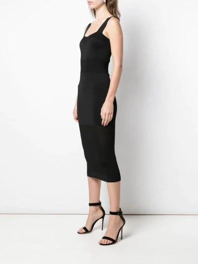 Shop Fleur Du Mal Fitted Knit Midi Dress In Black