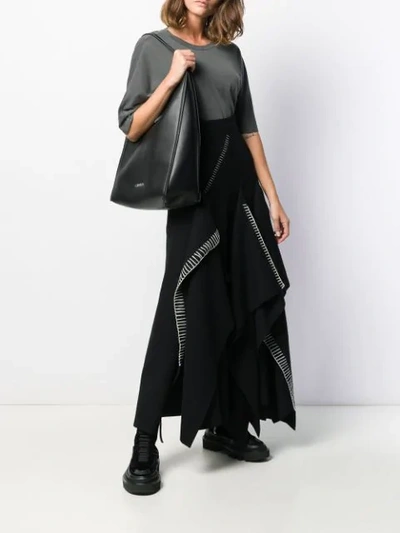 Shop Yohji Yamamoto Long Asymmetric Skirt In Black