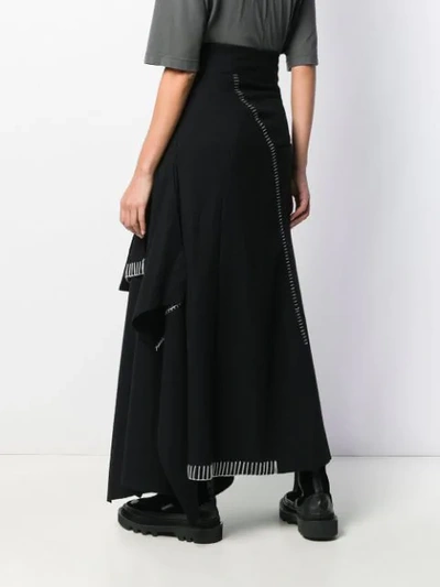 Shop Yohji Yamamoto Long Asymmetric Skirt In Black