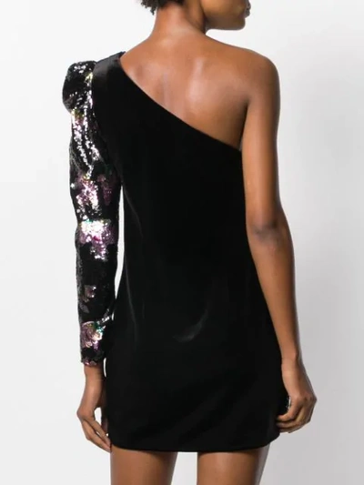 Shop Self-portrait Midnight Bloom One-shoulder Dress In Black