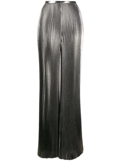 Shop Alberta Ferretti Wide-fit Pleated Trousers In Silver
