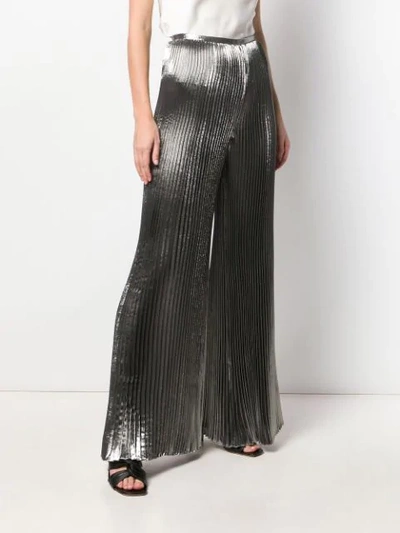 Shop Alberta Ferretti Wide-fit Pleated Trousers In Silver