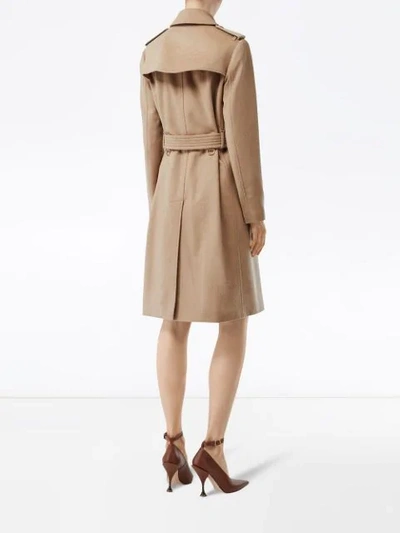 Shop Burberry Cashmere Trench Coat In A1420 Camel