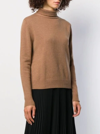 Shop Aspesi Roll-neck Fitted Sweater In Brown
