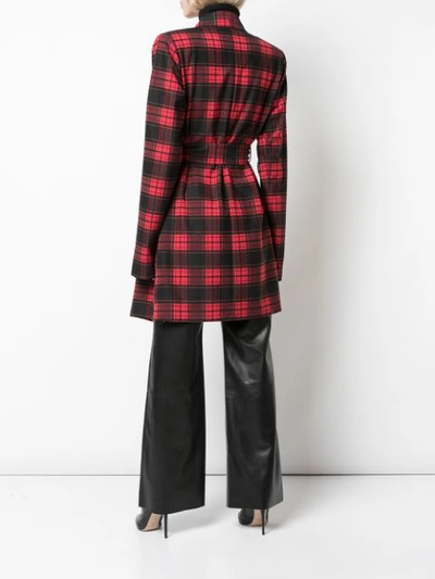 Ben Taverniti Unravel Project Plaid Belted Coat In Red