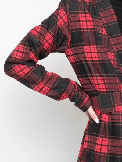 Ben Taverniti Unravel Project Plaid Belted Coat In Red
