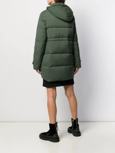 Shop Liu •jo Faux Fur Trimmed Padded Coat In Green